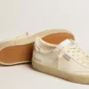 Soul Star in nappa bianca con linguetta sul tallone in pelle argento metallizzato