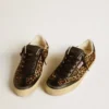 Soul Star in pelle di pony con stampa leopardata, linguetta sul tallone e inserti in nappa nera