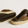 Soul Star in pelle di pony con stampa leopardata, linguetta sul tallone e inserti in nappa nera
