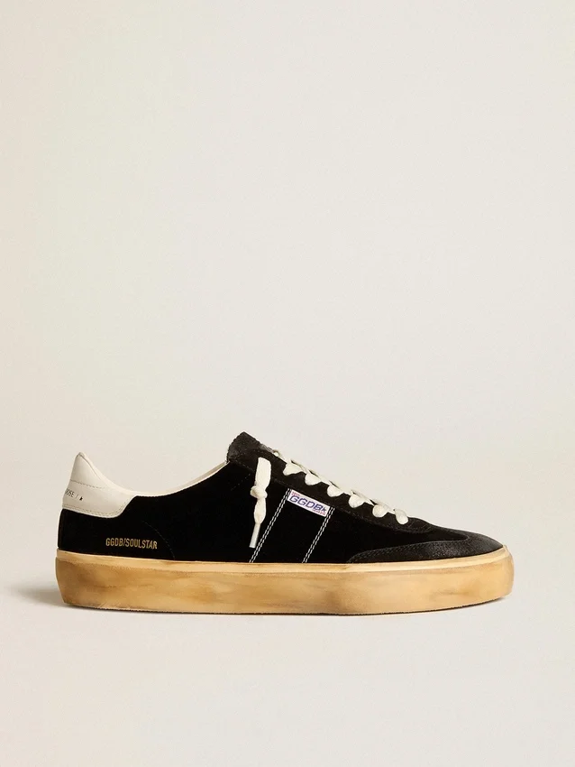 Soul Star in velluto nero con linguetta sul tallone in pelle bianca
