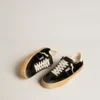 Soul Star in velluto nero con linguetta sul tallone in pelle bianca