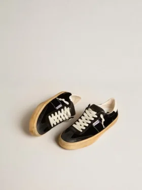 Soul Star in velluto nero con linguetta sul tallone in pelle bianca