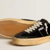 Soul Star in velluto nero con linguetta sul tallone in pelle bianca