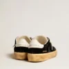 Soul Star in velluto nero con linguetta sul tallone in pelle bianca