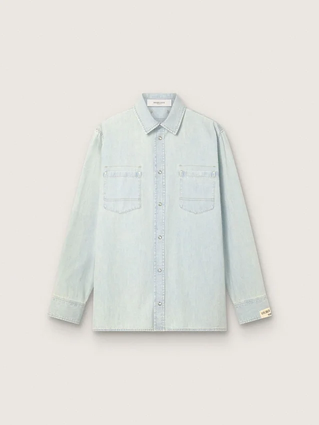 Sovracamicia da uomo in denim azzurro