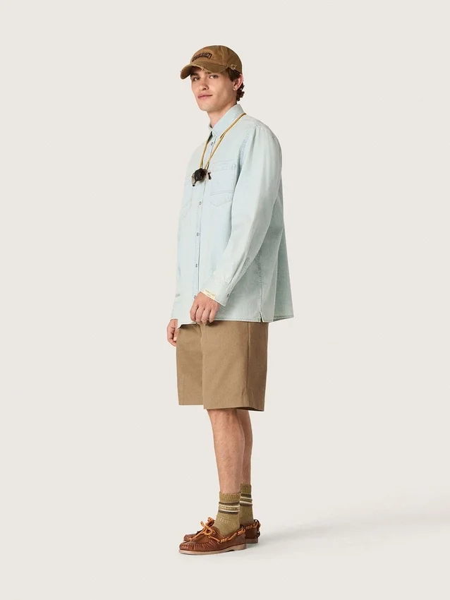 Sovracamicia da uomo in denim azzurro