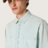 Sovracamicia da uomo in denim azzurro