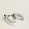 Space-Star Cube da donna in pelle grigio ghiaccio e argento con linguetta sul tallone bordeaux