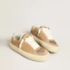 Space-Star Cube da donna in pelle scamosciata color tabacco con stella traforata