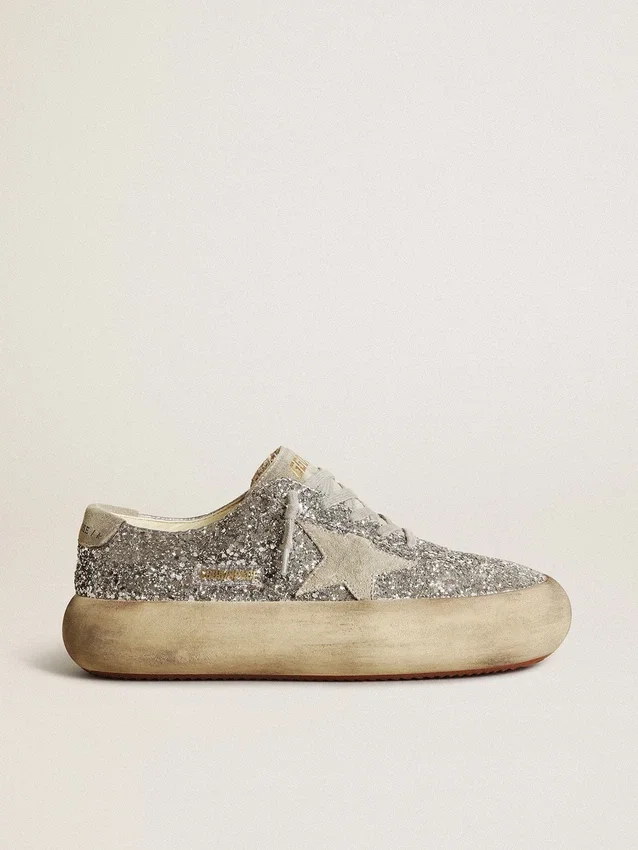 Space-Star da donna in glitter argento con stella grigio ghiaccio
