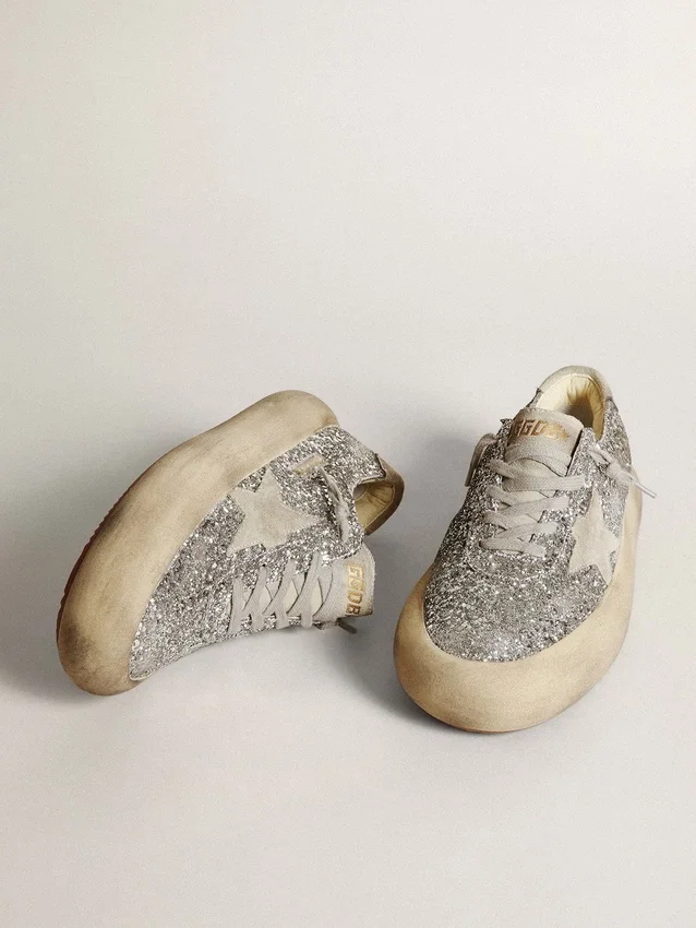 Space-Star da donna in glitter argento con stella grigio ghiaccio