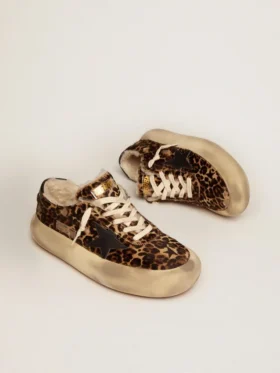 Space-Star da uomo in pelle di pony con stampa animalier e fodera in shearling