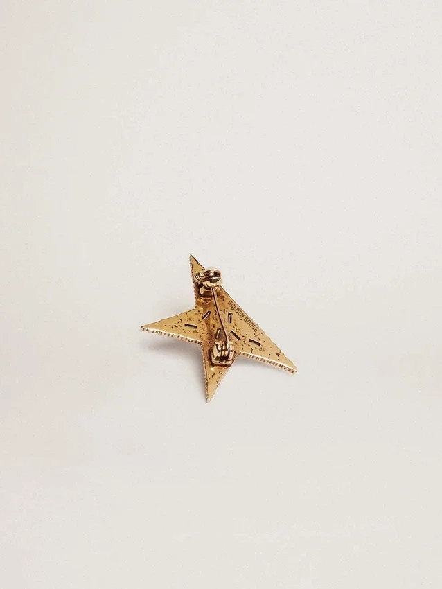 Spilla da donna color oro antico con cristalli decorativi