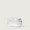Star Bag da donna Mini in pelle laminata argento con stella tono su tono