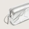 Star Bag da donna Mini in pelle laminata argento con stella tono su tono