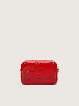 Star Bag da donna Mini in pelle verniciata rossa con stella tono su tono