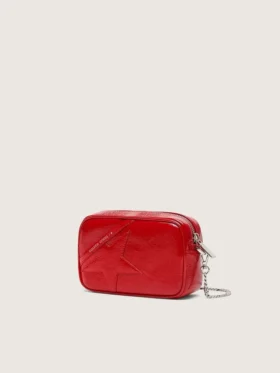 Star Bag da donna Mini in pelle verniciata rossa con stella tono su tono