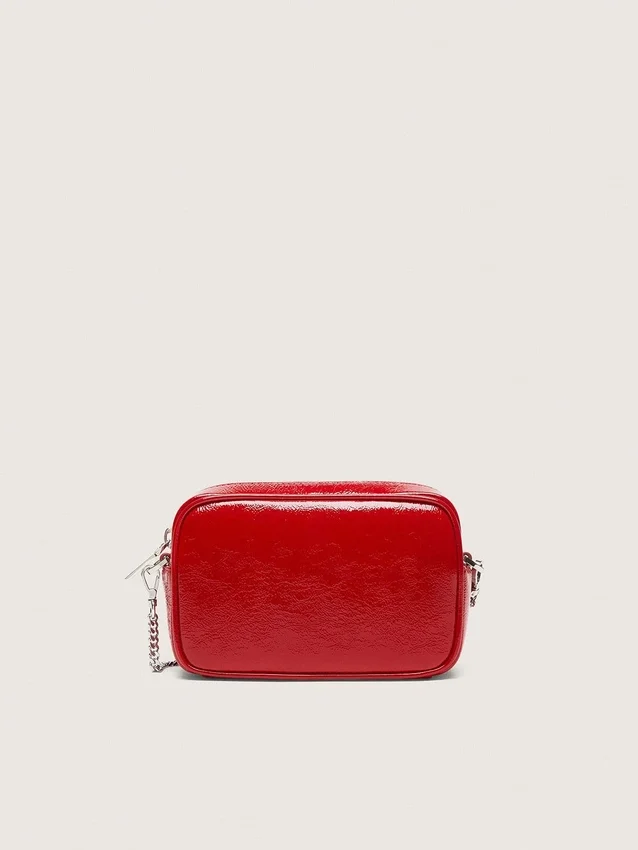 Star Bag da donna Mini in pelle verniciata rossa con stella tono su tono
