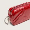 Star Bag da donna Mini in pelle verniciata rossa con stella tono su tono
