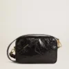 Star Bag in pelle nera lucida con stella tono su tono