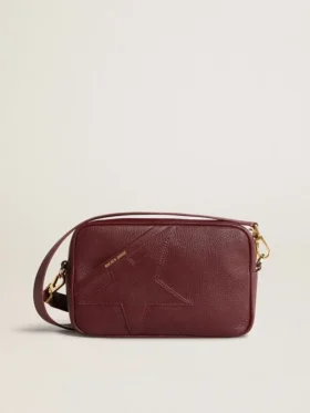 Star Bag in pelle rosso vino con stella tono su tono
