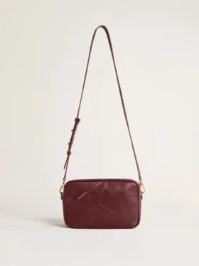 Star Bag in pelle rosso vino con stella tono su tono