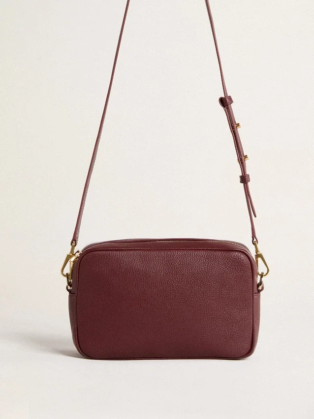 Star Bag in pelle rosso vino con stella tono su tono