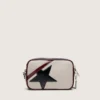 Star Bag Mini in pelle bianco burro con stella nera e dettagli bordeaux e blu scuro