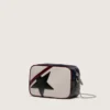 Star Bag Mini in pelle bianco burro con stella nera e dettagli bordeaux e blu scuro