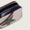 Star Bag Mini in pelle bianco burro con stella nera e dettagli bordeaux e blu scuro