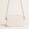 Star Bag Mini in pelle bianco burro con stella tono su tono