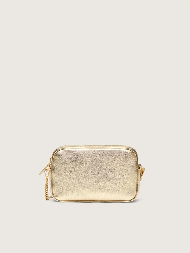 Star Bag Mini in pelle color platino con stella Swarovski