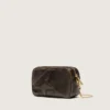 Star Bag Mini in pelle marrone scuro invecchiata con stella tono su tono