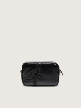 Star Bag Mini in pelle nera con stella in cristallo Swarovski
