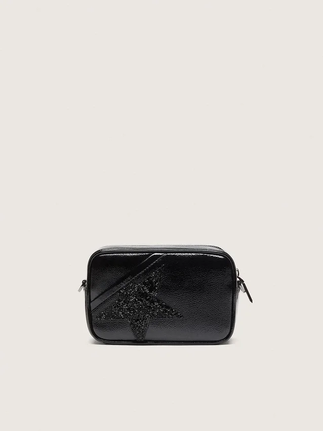 Star Bag Mini in pelle nera con stella in cristallo Swarovski