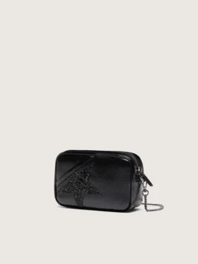 Star Bag Mini in pelle nera con stella in cristallo Swarovski