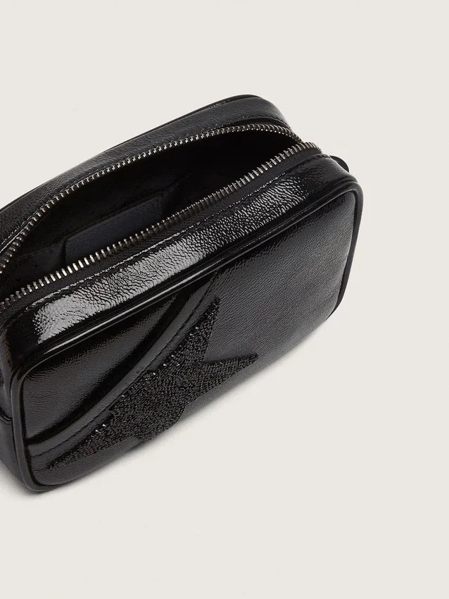 Star Bag Mini in pelle nera con stella in cristallo Swarovski