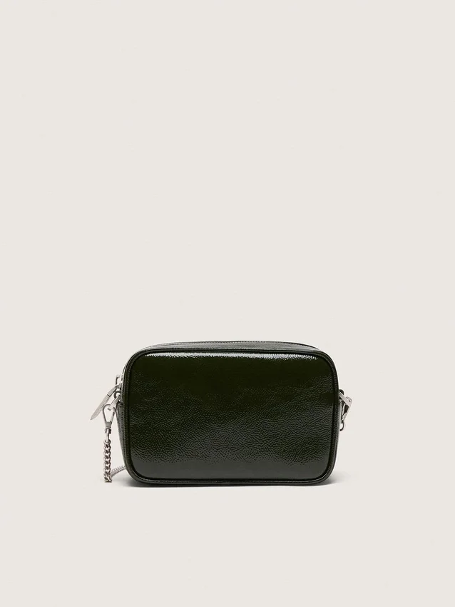 Star Bag Mini in pelle nera con stella tono su tono