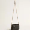 Star Bag Mini in pelle nera con stella tono su tono