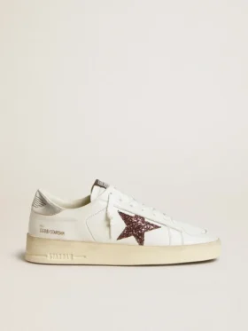 Stardan da donna in nappa con stella glitterata e linguetta sul tallone in pelle metallizzata