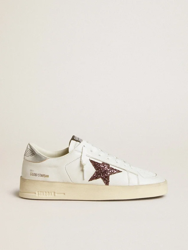 Stardan da donna in nappa con stella glitterata e linguetta sul tallone in pelle metallizzata