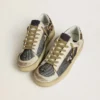 Stardan da donna in nappa e mesh con linguetta sul tallone in pelle di pony con stampa leopardata