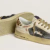 Stardan da donna in nappa e mesh con linguetta sul tallone in pelle di pony con stampa leopardata