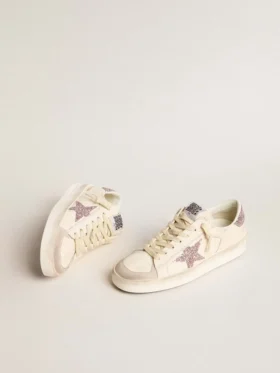 Stardan da donna in nappa e pelle scamosciata con stella glitterata rosa e linguetta sul tallone