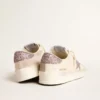 Stardan da donna in nappa e pelle scamosciata con stella glitterata rosa e linguetta sul tallone