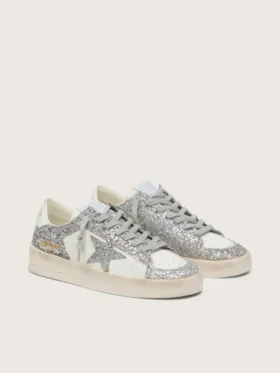 Stardan da donna in pelle bianca e glitter