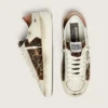 Stardan da donna in pelle bianca e pelle di cavallino leopardata con stella in pelle bianca
