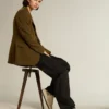 Stardan da donna in pelle nappa ecru con stella glitterata dorata e linguetta sul tallone