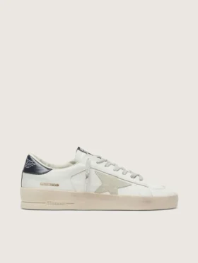 Stardan da uomo con stella in pelle scamosciata grigio ghiaccio e linguetta sul tallone blu navy