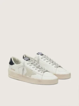Stardan da uomo con stella in pelle scamosciata grigio ghiaccio e linguetta sul tallone blu navy